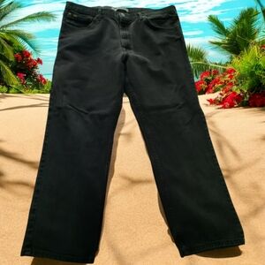 Vtg Lee's Mens Black Denim Jeans Regular Fit 42x30